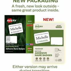 Avery EcoFriendly 100% Recycled Name Badges, 2 1/3
