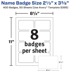 Avery Flexible Name Badge Labels, 5395, 2 1/3