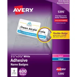 Avery Flexible Name Badge Labels, 5395, 2 1/3
