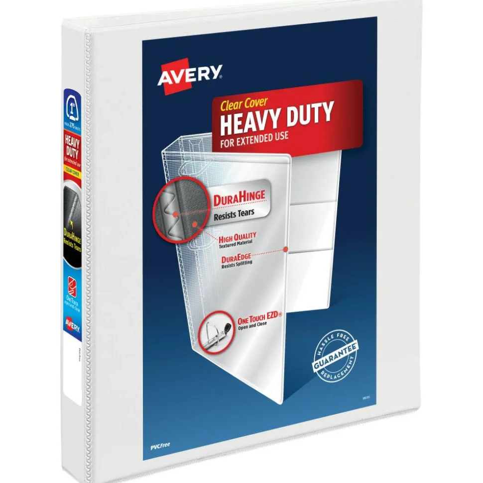 Avery Heavy-Duty View 3 Ring Binder, 1" One Touch EZD Rings, White, 1 Binder