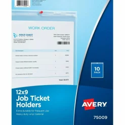 Avery Heavyweight Clear Job Ticket Holder, Top Load 9 x 12 Insert, Clear Front, 10/Pack