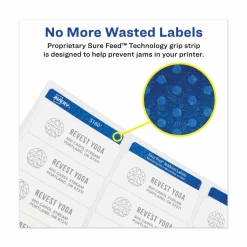 Avery High Visibility Labels With Sure Feed For Laser Printers, 5294, Round, 2-1/2" Diameter, White, Pack Of 300