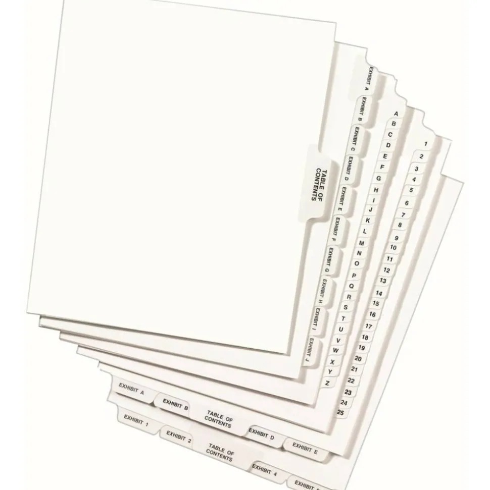 Avery Individual Legal Exhibit Dividers, Avery Style, #2, Side Tab, Letter Size, Pack Of 25