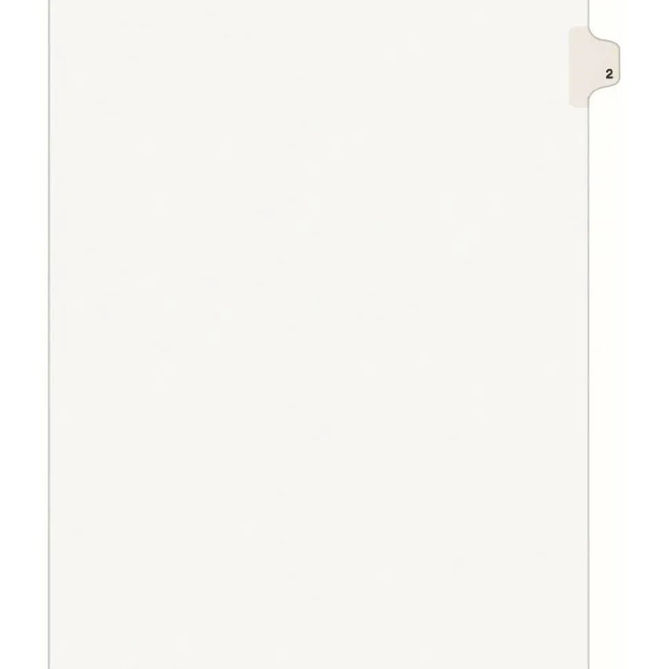 Avery Individual Legal Exhibit Dividers, Avery Style, #2, Side Tab, Letter Size, Pack Of 25