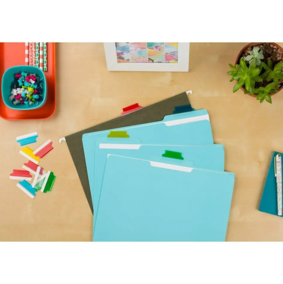 Avery Insertable Self-Adhesive Index Tabs With Printable Inserts, 1-1/2", Assorted (Blue, Clear, Green, Red, Yellow), Pack Of 25