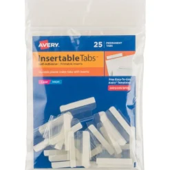 Avery Insertable Self-Adhesive Index Tabs With Printable Inserts, 1", Clear, Pack Of 25