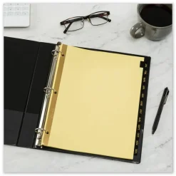 Avery Jan-Dec Dividers For 3 Ring Binders, 8-1/2" x 11", 12-Tab Set, Pre-Printed Black Leatherette Tabs, 1 Binder Divider Set (11351)