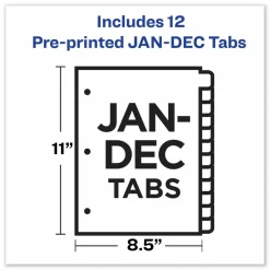 Avery Jan-Dec Dividers For 3 Ring Binders, 8-1/2