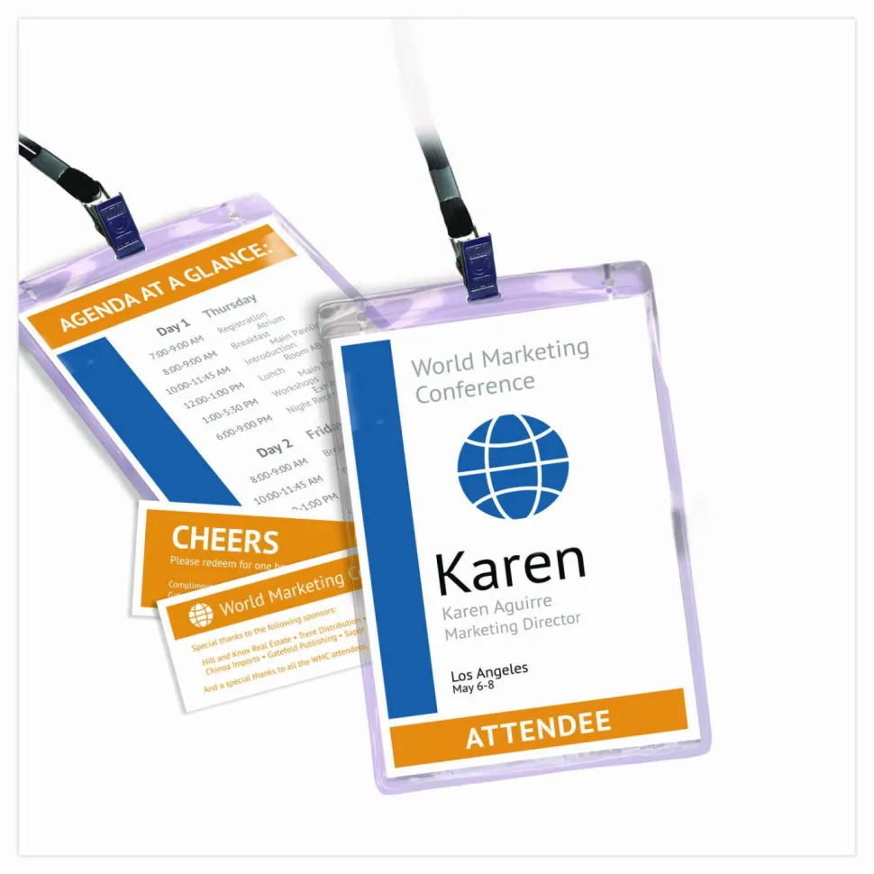 Avery Lanyard-Style Badge Holder w/Laser/Inkjet Inserts, Top Load, 4.25 x 6, WE, 75/PK