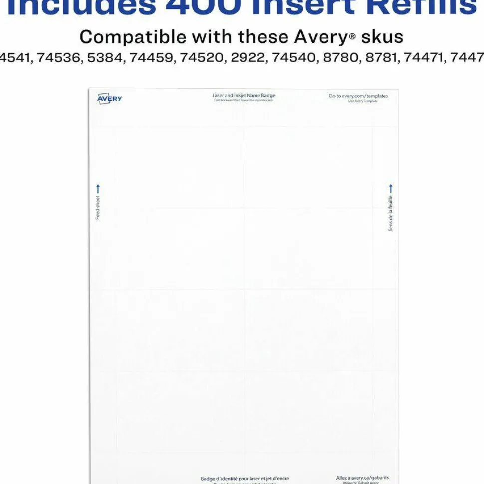 Avery Laser Name Badge Inserts, 3" x 4", Box Of 300