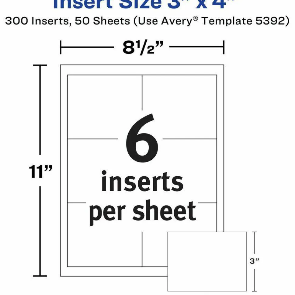 Avery Laser Name Badge Inserts, 3" x 4", Box Of 300