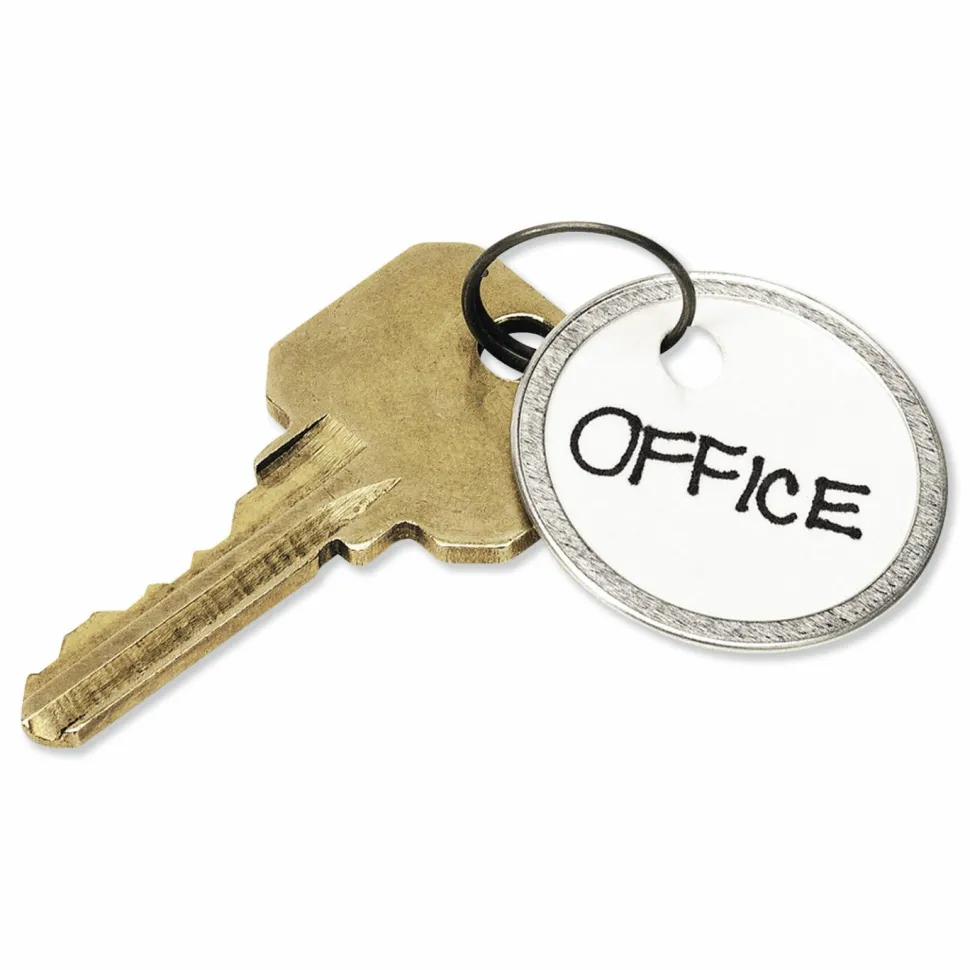 Avery 1-1/4" Metal Rim Key Tags, Split Ring, White, 50 Tags (11025)