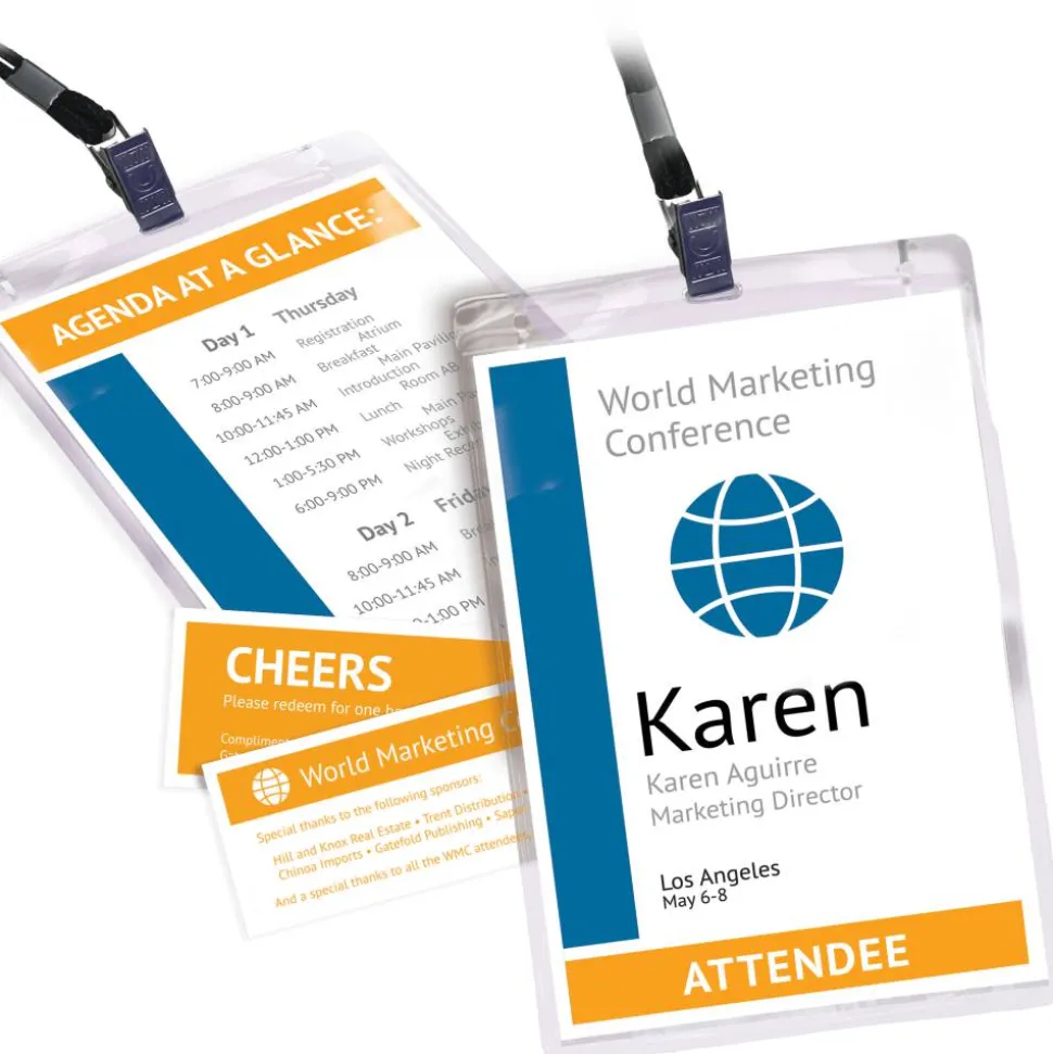 Avery Name Badges with Lanyards, 6" x 4.25" , 25 Total (8520)