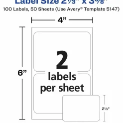 Avery Name Tags, 05147, 2-1/3" x 3-3/8", White, 100 Removable Name Badges