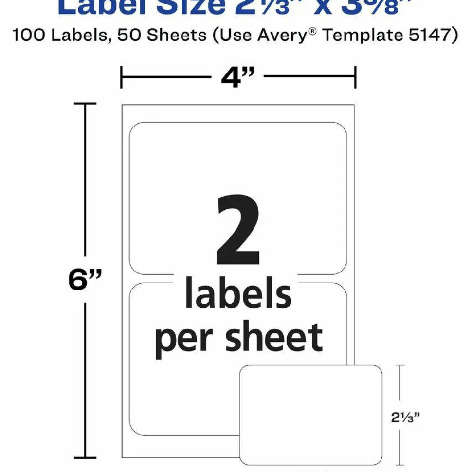 Avery Name Tags, 05147, 2-1/3" x 3-3/8", White, 100 Removable Name Badges