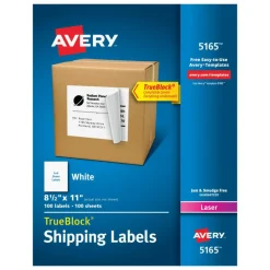 Avery Permanent Full-Sheet Labels, 5165, Laser, 8 1/2