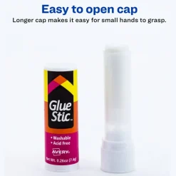 Avery Permanent Glue Stic,, Washable, Nontoxic, 0.26 oz., 3 Glue Sticks