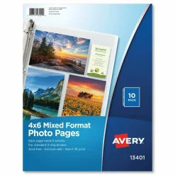 Avery Photo Storage Pages for Six 4 x 6 Mixed Format Photos, 3-Hole Punched, 10/Pack