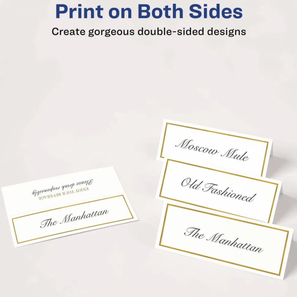 Avery Place Cards, 1-7/16" x 3-3/4" , Gold Border, 150 Cards (35701)