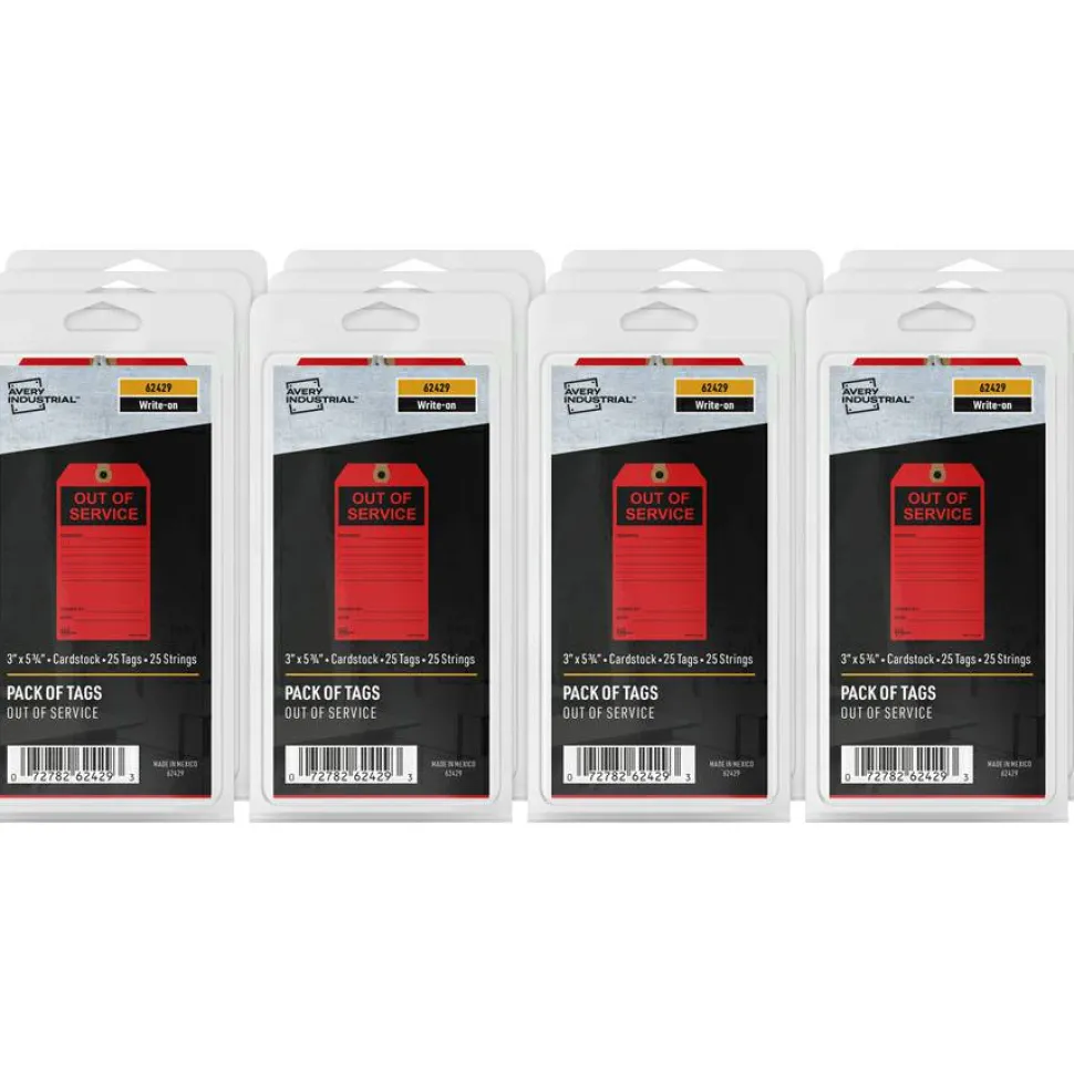 Avery Preprinted OUT OF SERVICE Red Service Tags