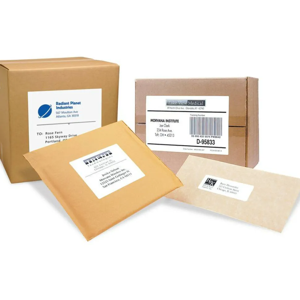 Avery PRES-a-ply Labels for Laser and Inkjet Printers, AVE30604, Rectangle, 3 1/3"W x 4"L, White, Box Of 600