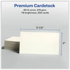 Avery Printable Business Cards With Sure Feed Technology For Inkjet Printers, 2" x 3.5", Ivory, 250 Blank Cards