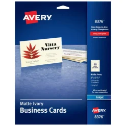 Avery Printable Business Cards With Sure Feed Technology For Inkjet Printers, 2