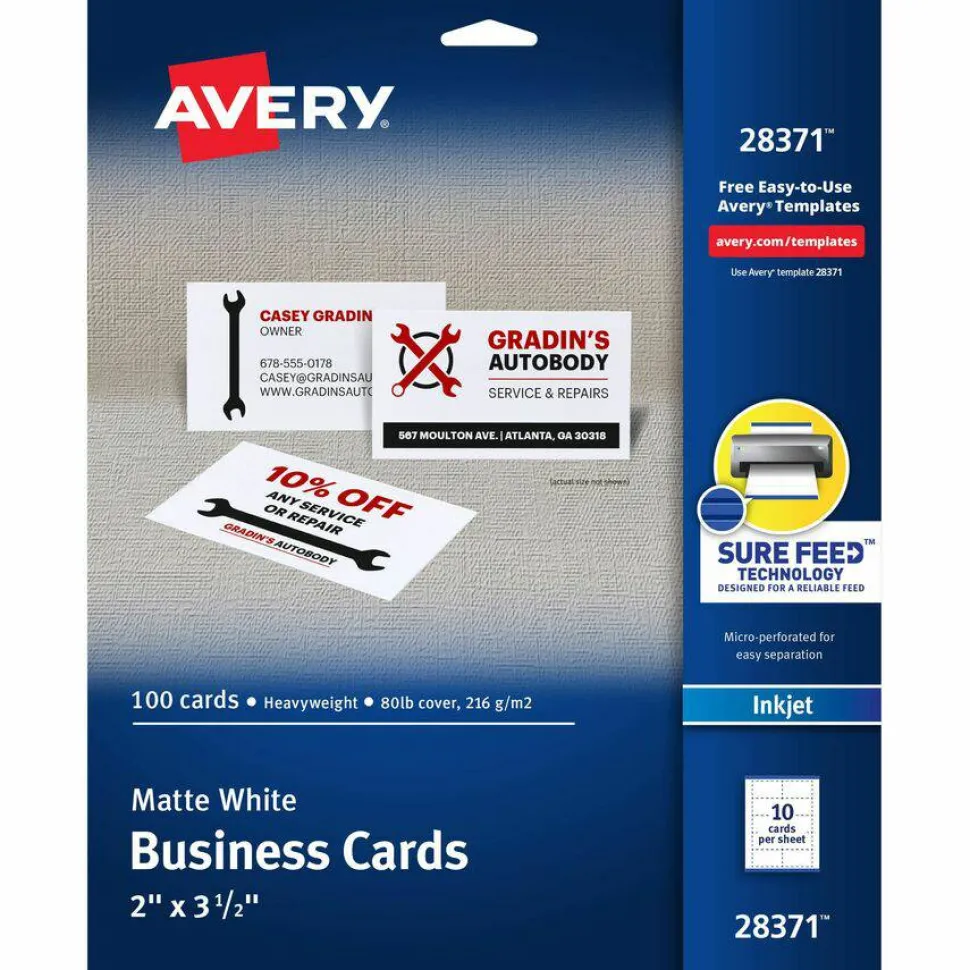 Avery Printable Business Cards with SureFeed