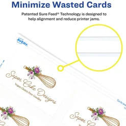 Avery Printable Clean Edge Business Cards With Sure Feed Technology for Laser Printers, 2