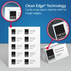 Avery Printable Clean Edge Business Cards With Sure Feed Technology For Inkjet Printers, 2" x 3-1/2", White, Pack Of 1,000 Blank Cards
