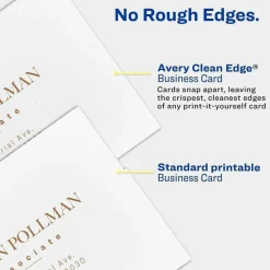 Avery Printable Clean Edge Business Cards With Sure Feed Technology For Inkjet Printers, 2" x 3-1/2", White, Pack Of 200 Blank Cards