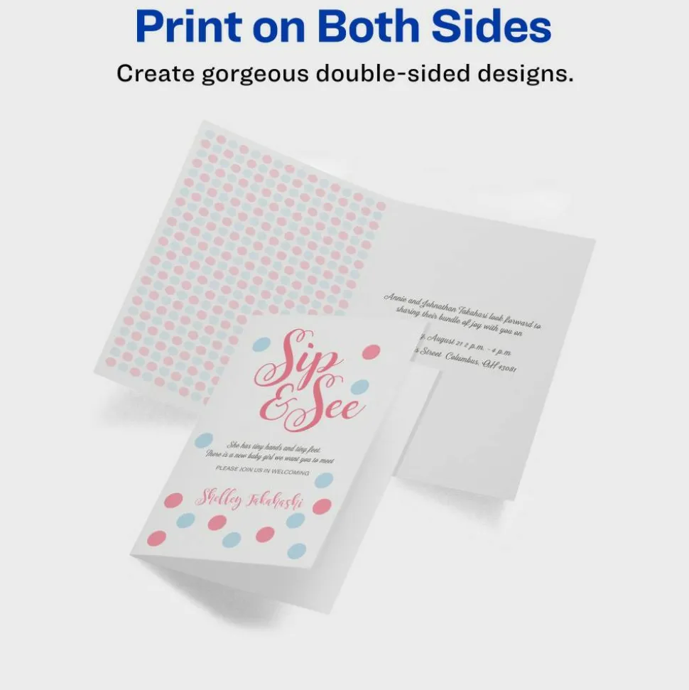 Avery Printable Greeting Cards With Envelopes, Half-Fold, 5.5" x 8.5", Matte White, 30 Blank Greeting Cards