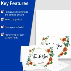 Avery Printable Greeting Cards, Half-Fold, 5.5" x 8.5", Matte White, 20 Blank Cards With Envelopes