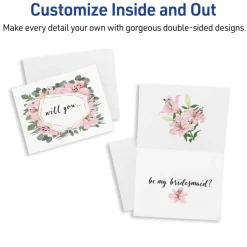 Avery Printable Note Cards With Envelopes, 4.25" x 5.5", White, Pack Of 60 Blank Note Cards For Laser Printers