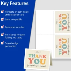 Avery Printable Note Cards With Envelopes, 4.25" x 5.5", White, Pack Of 60 Blank Note Cards For Laser Printers