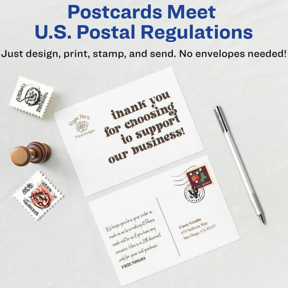 Avery Printable Postcards, 4-1/4" x 5-1/2", White, Box Of 200 Postcards For Laser Printers