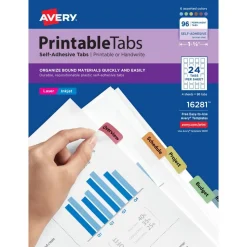 Avery Printable Self-Adhesive Tabs 16281, 1-1/4