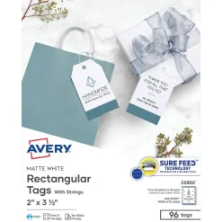 Avery Printable 2-Sided Printing Tags With Strings, 22802, 2
