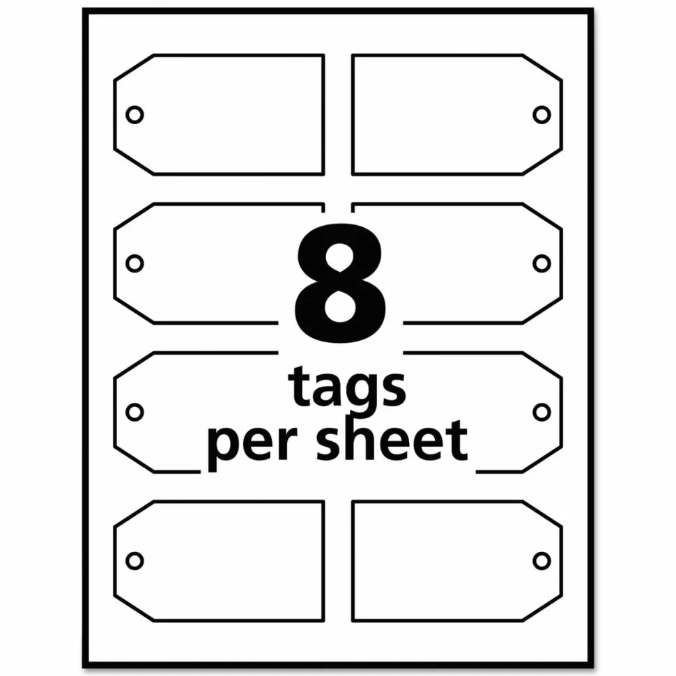 Avery Printable 2-Sided Printing Tags With Strings, 22802, 2" x 3 1/2", White, Box Of 96