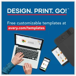 Avery Print-to-the-Edge Microperforated Business Cards with Sure Feed Technology, Laser, 2 x 3.5, White, 8/Sheet, 20 Sheets/Pack
