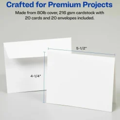 Avery Quarter-Fold Greeting Card Stock With Envelopes, Matte White, 4.25