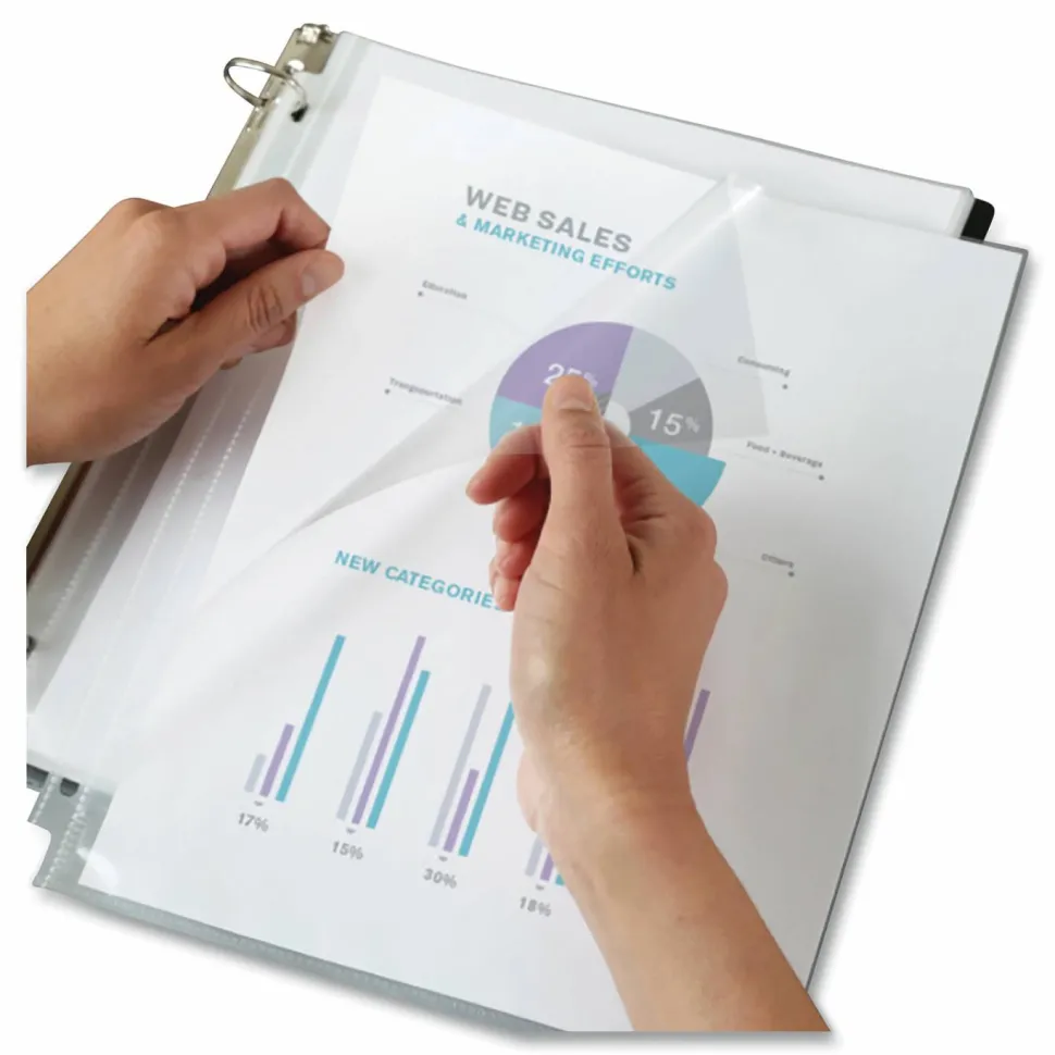 Avery Quick-Load Heavyweight Sheet Protector, Side: 3-Hole Punched, Top/Side Load 8.5 x 11 Insert, Nonglare Clear Front, 50/Box