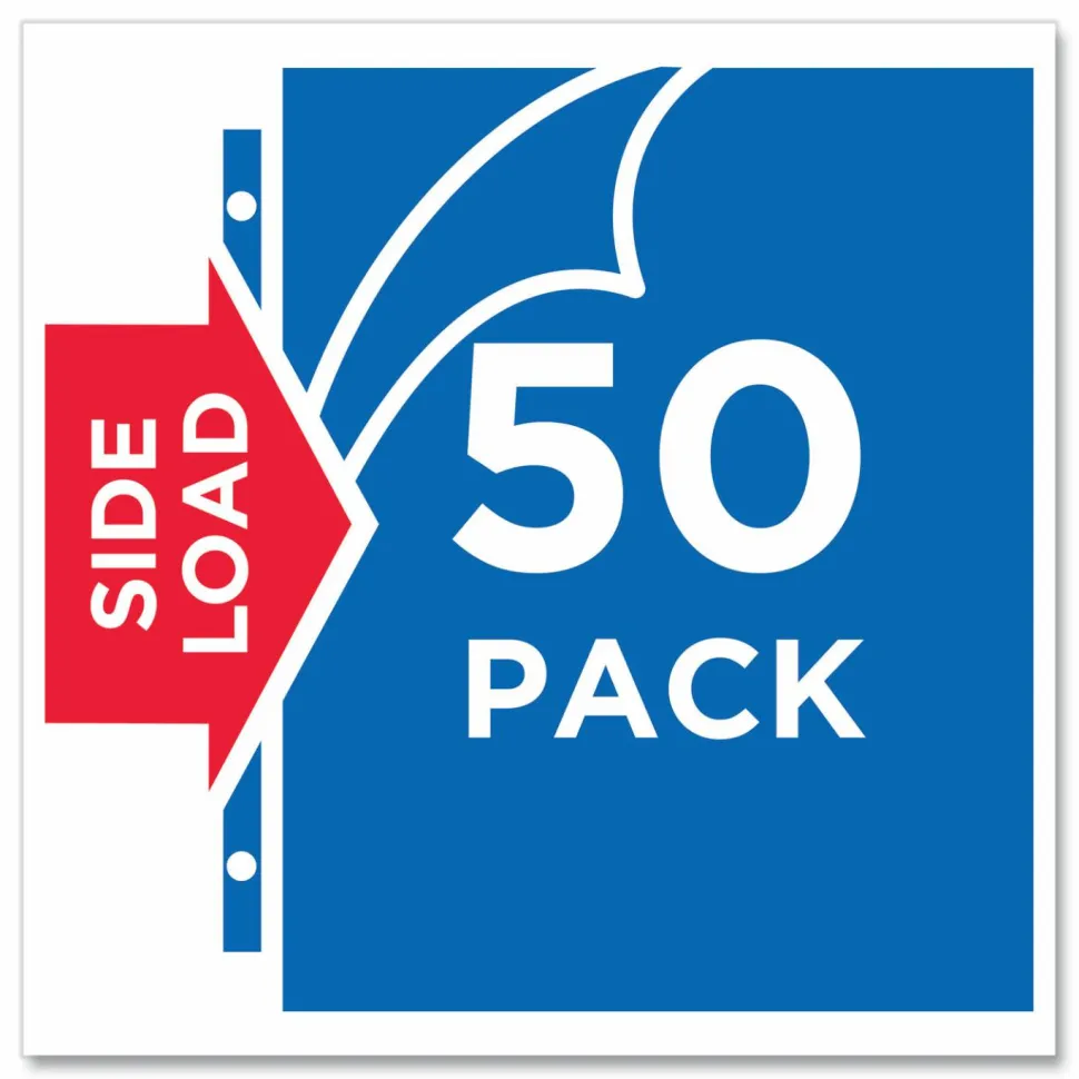 Avery Quick-Load Heavyweight Sheet Protector, Side: 3-Hole Punched, Top/Side Load 8.5 x 11 Insert, Nonglare Clear Front, 50/Box