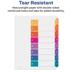 Avery Ready Index 1-8 Tab Binder Dividers With Customizable Table Of Contents, 8-1/2