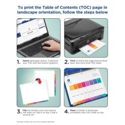 Avery Ready Index 1-8 Tab Binder Dividers With Customizable Table Of Contents, 8-1/2