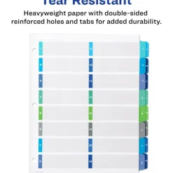 Avery Ready Index 1-16 Tab Double Column Binder Dividers With Customizable Table Of Contents, 8-1/2" x 11", 16 Tab, White/Multicolor, 1 Set