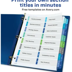 Avery Ready Index 1-16 Tab Double Column Binder Dividers With Customizable Table Of Contents, 8-1/2