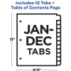 Avery Ready Index Table of Contents Dividers for Laser and Inkjet Printers, Jan-Dec