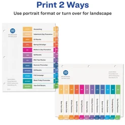 Avery Ready Index Table of Contents Dividers for Laser and Inkjet Printers, Jan-Dec