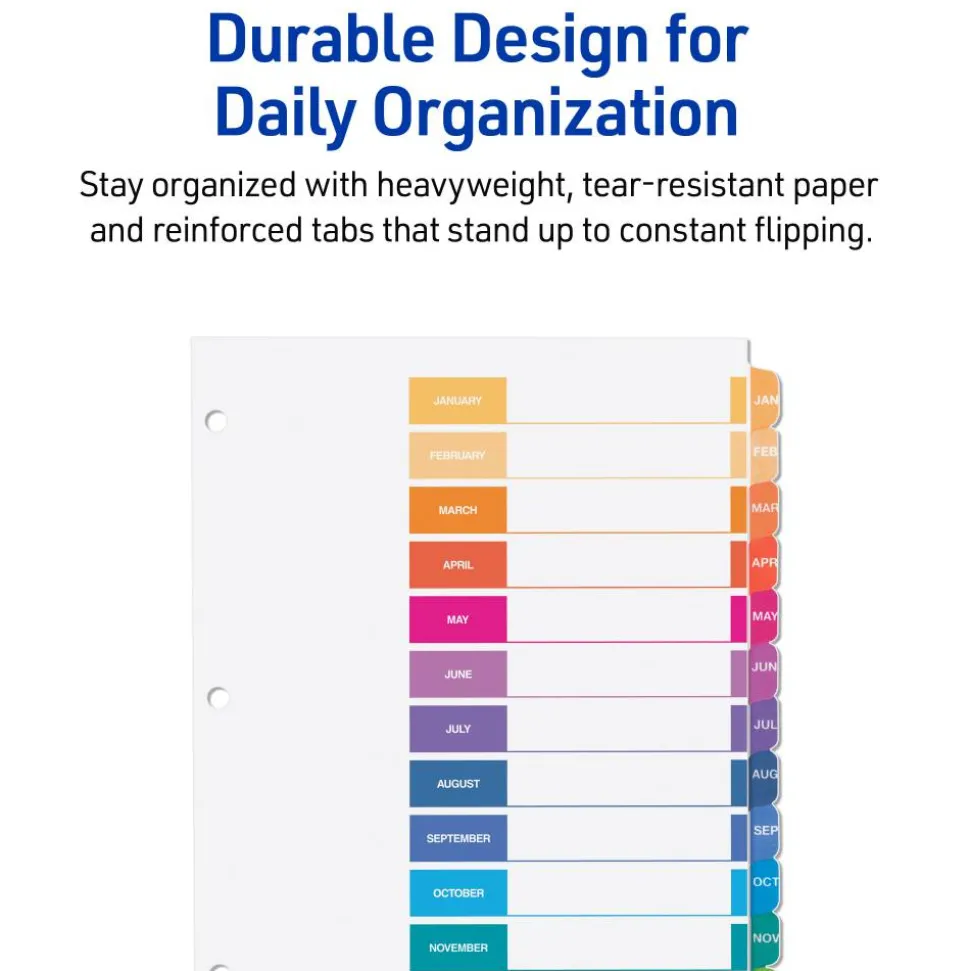 Avery Ready Index Table of Contents Dividers for Laser and Inkjet Printers, Jan-Dec
